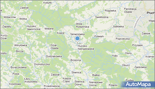mapa Hucisko Nienadowskie, Hucisko Nienadowskie na mapie Targeo